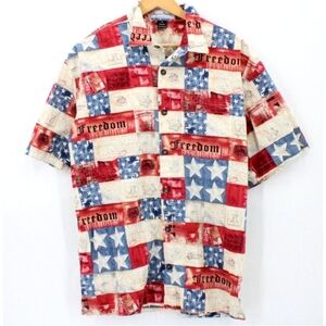 American Summer Patriotic Flag Short Sleeve Button Down Shirt